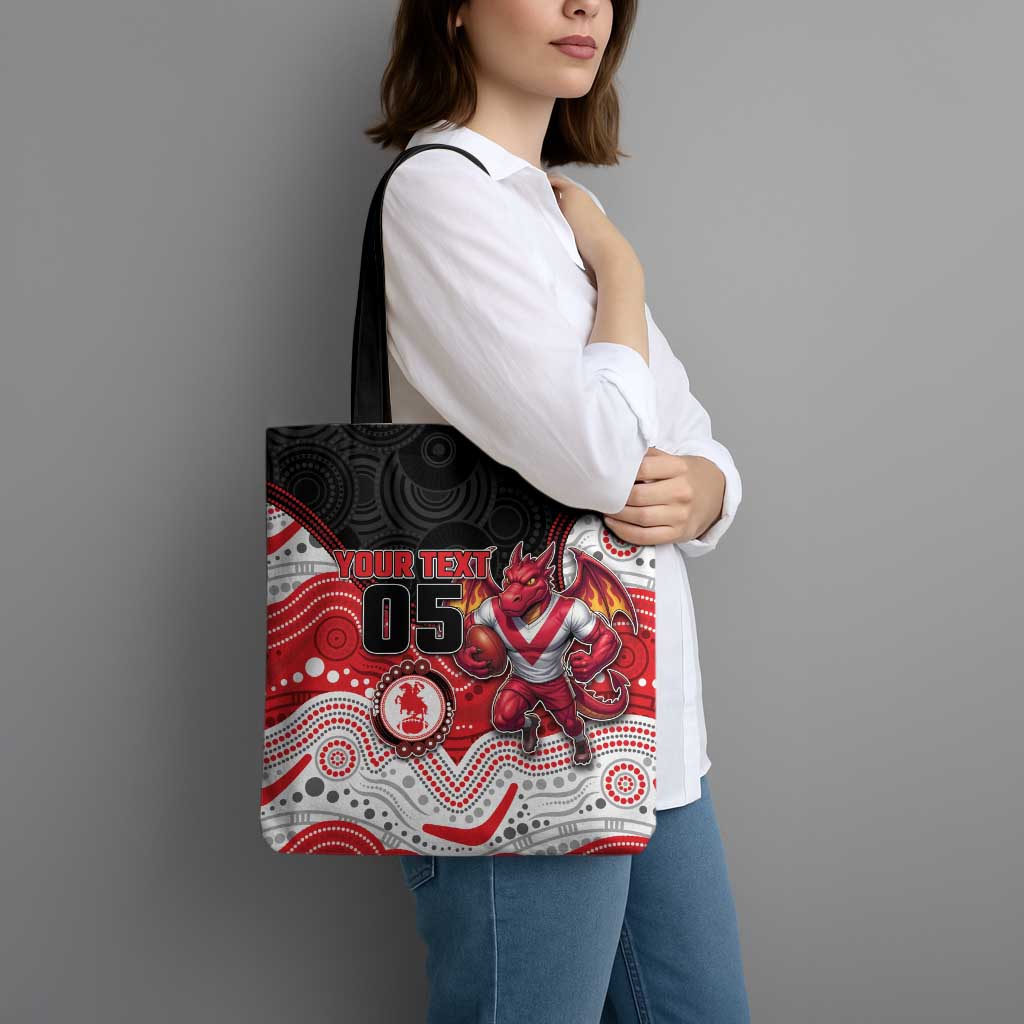 Custom Dragons Tote Bag Warrior Mascot With Aboriginal Indigenous