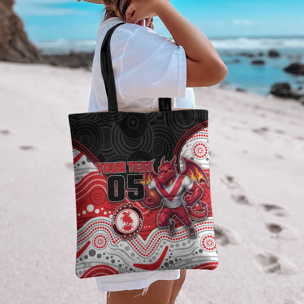Custom Dragons Tote Bag Warrior Mascot With Aboriginal Indigenous