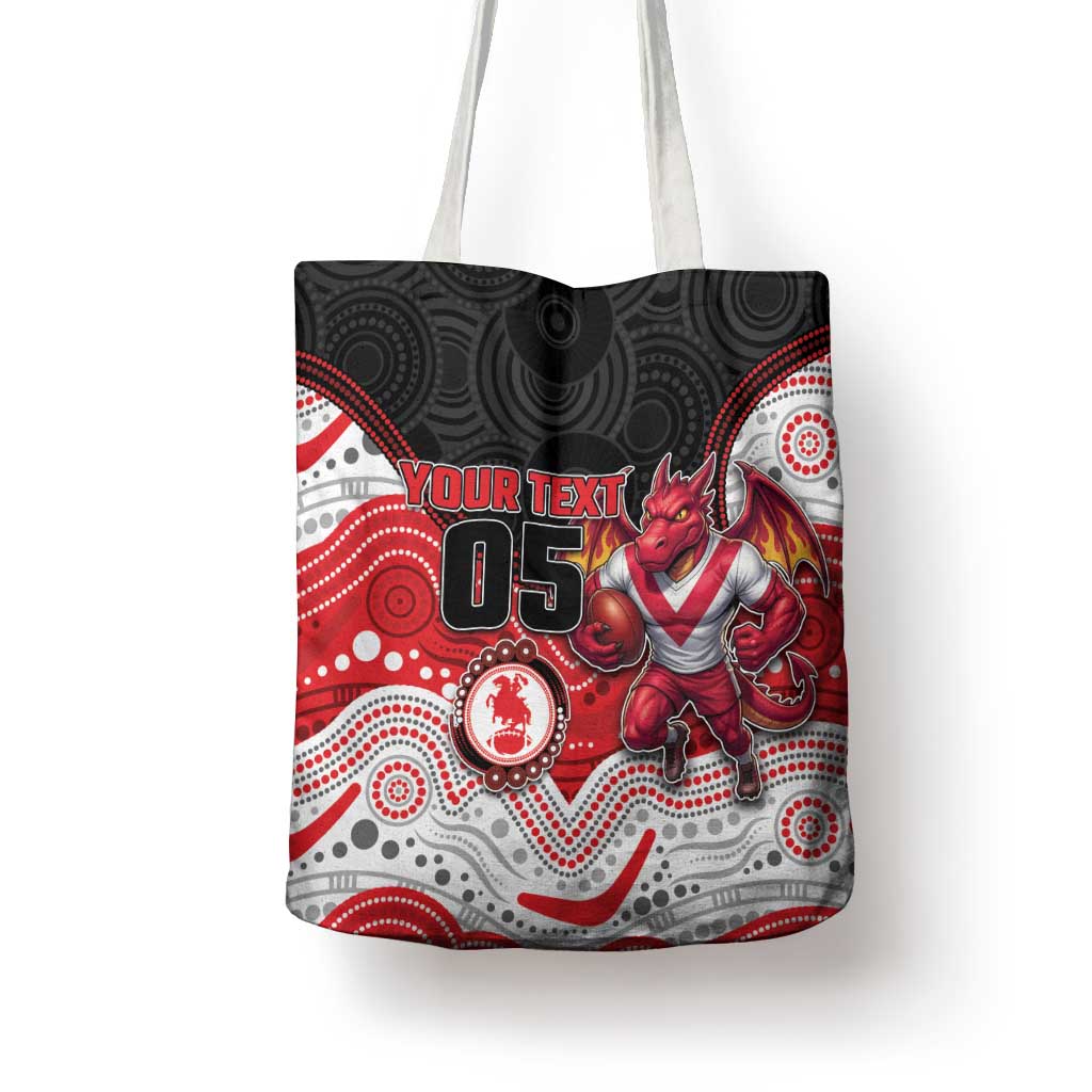 Custom Dragons Tote Bag Warrior Mascot With Aboriginal Indigenous