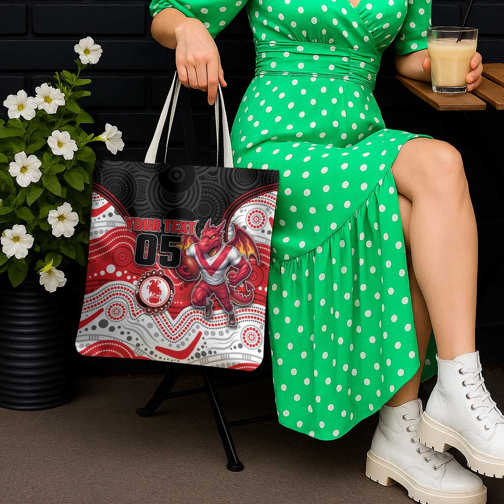 Custom Dragons Tote Bag Warrior Mascot With Aboriginal Indigenous