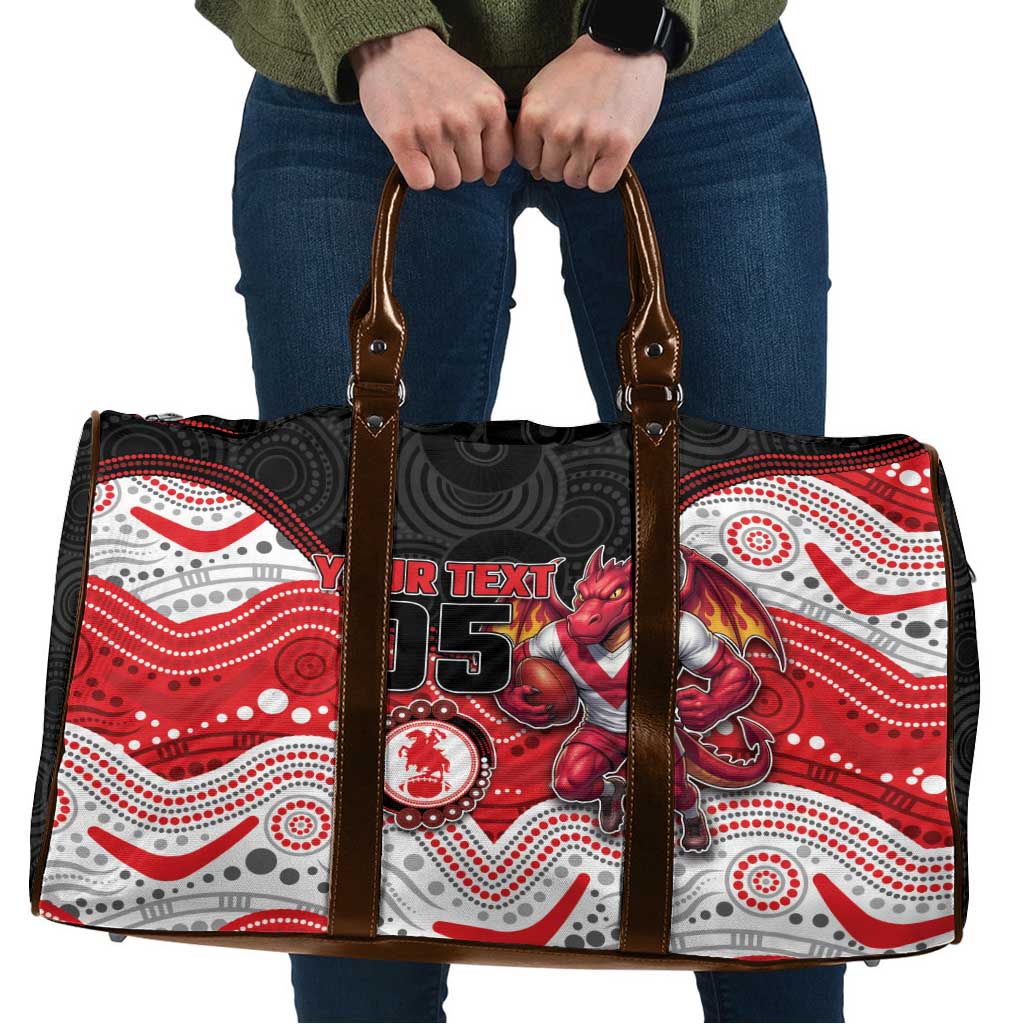 Custom Dragons Travel Bag Warrior Mascot With Aboriginal Indigenous
