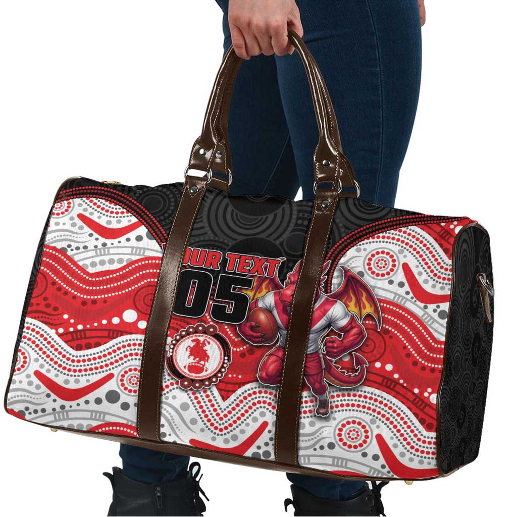 Custom Dragons Travel Bag Warrior Mascot With Aboriginal Indigenous