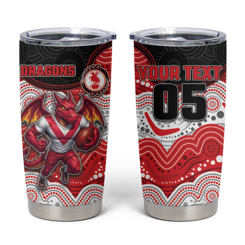 Custom Dragons Tumbler Cup Warrior Mascot With Aboriginal Indigenous