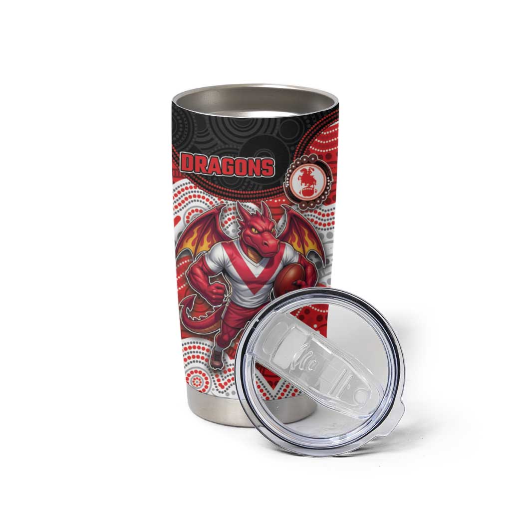 Custom Dragons Tumbler Cup Warrior Mascot With Aboriginal Indigenous