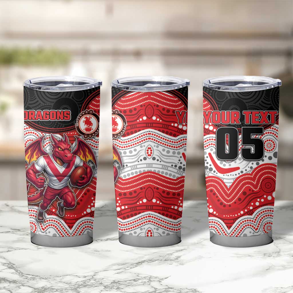 Custom Dragons Tumbler Cup Warrior Mascot With Aboriginal Indigenous