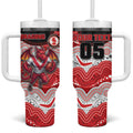 Custom Dragons Tumbler With Handle Warrior Mascot With Aboriginal Indigenous