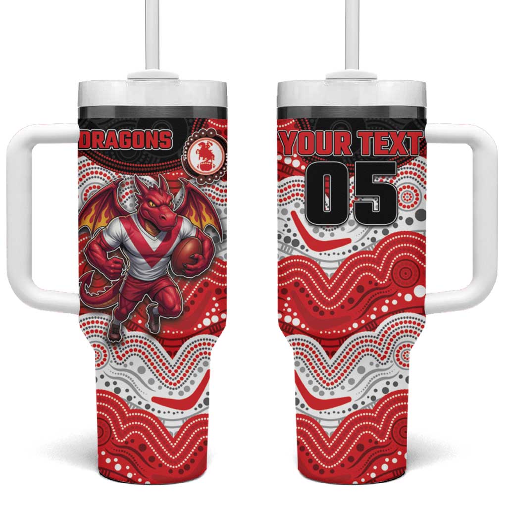 Custom Dragons Tumbler With Handle Warrior Mascot With Aboriginal Indigenous