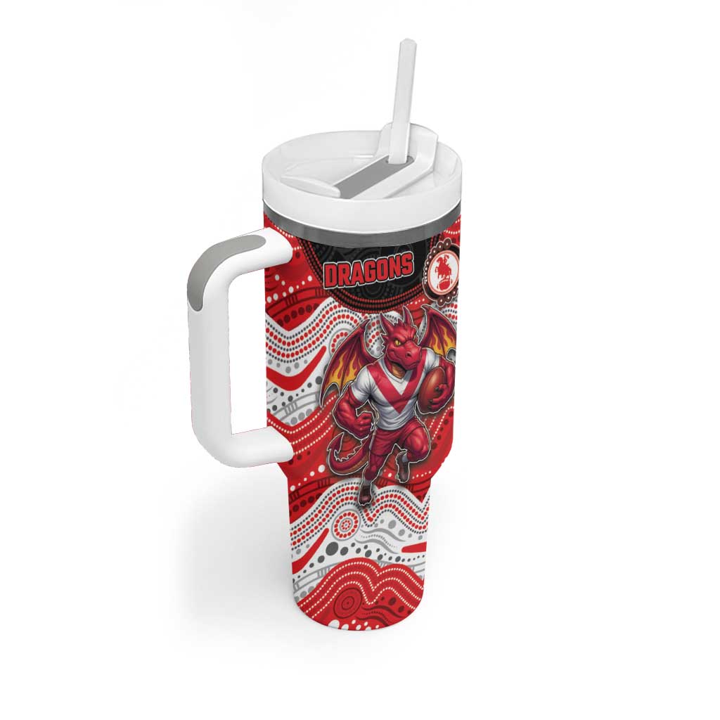 Custom Dragons Tumbler With Handle Warrior Mascot With Aboriginal Indigenous