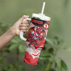 Custom Dragons Tumbler With Handle Warrior Mascot With Aboriginal Indigenous