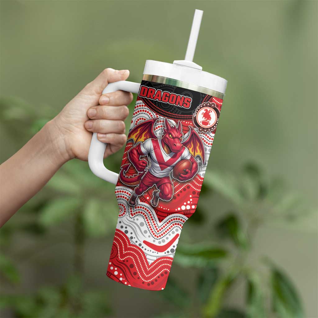 Custom Dragons Tumbler With Handle Warrior Mascot With Aboriginal Indigenous