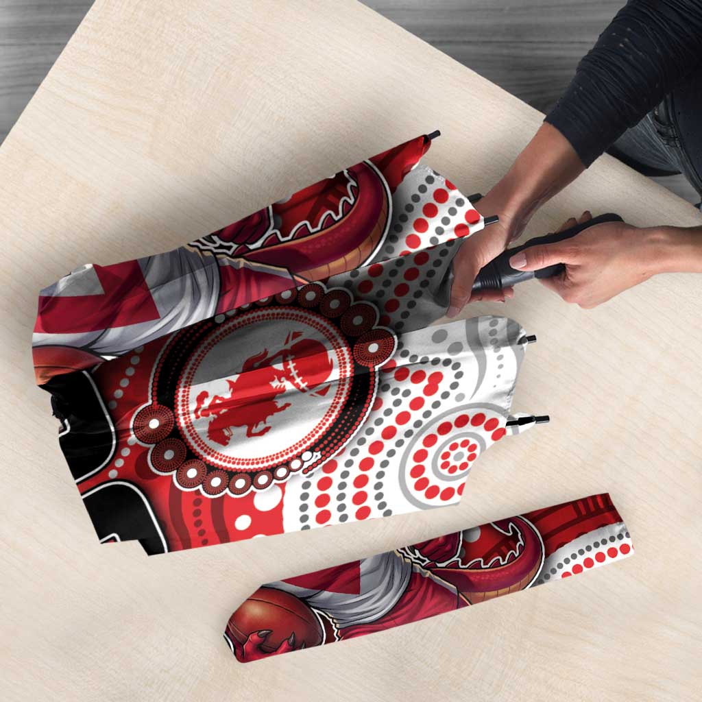 Custom Dragons Umbrella Warrior Mascot With Aboriginal Indigenous