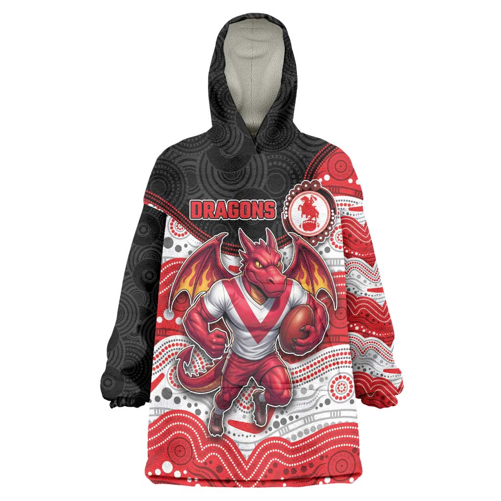 Custom Dragons Wearable Blanket Hoodie Warrior Mascot With Aboriginal Indigenous