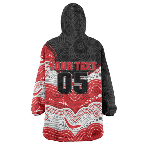 Custom Dragons Wearable Blanket Hoodie Warrior Mascot With Aboriginal Indigenous