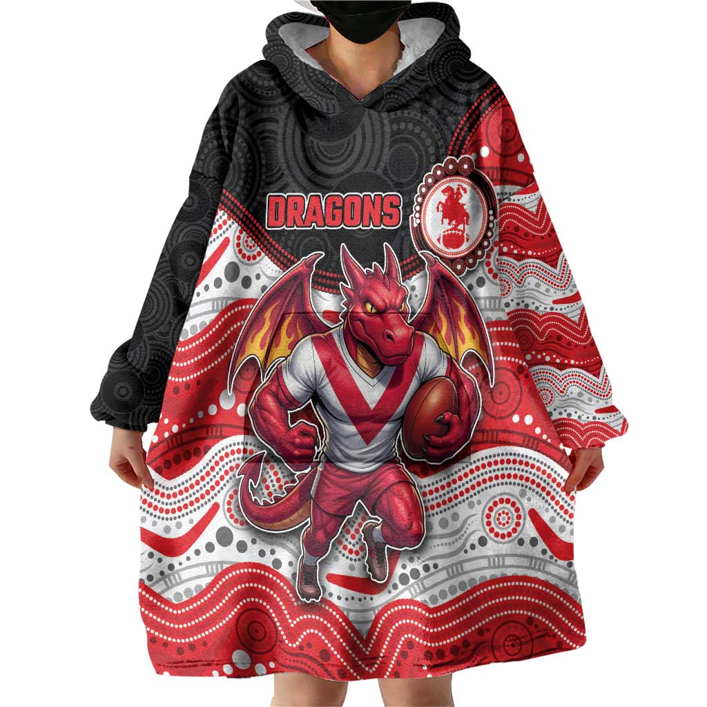 Custom Dragons Wearable Blanket Hoodie Warrior Mascot With Aboriginal Indigenous