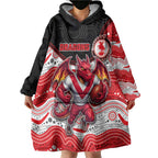 Custom Dragons Wearable Blanket Hoodie Warrior Mascot With Aboriginal Indigenous