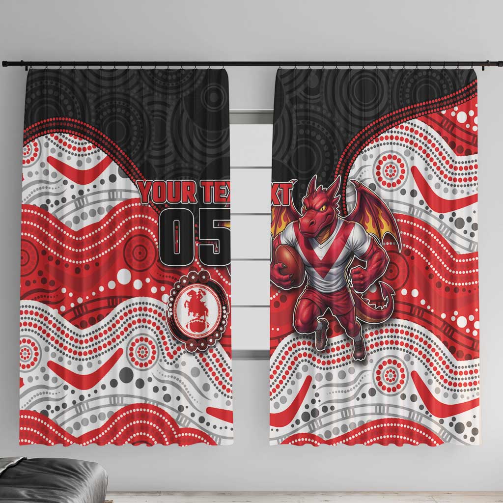 Custom Dragons Window Curtain Warrior Mascot With Aboriginal Indigenous