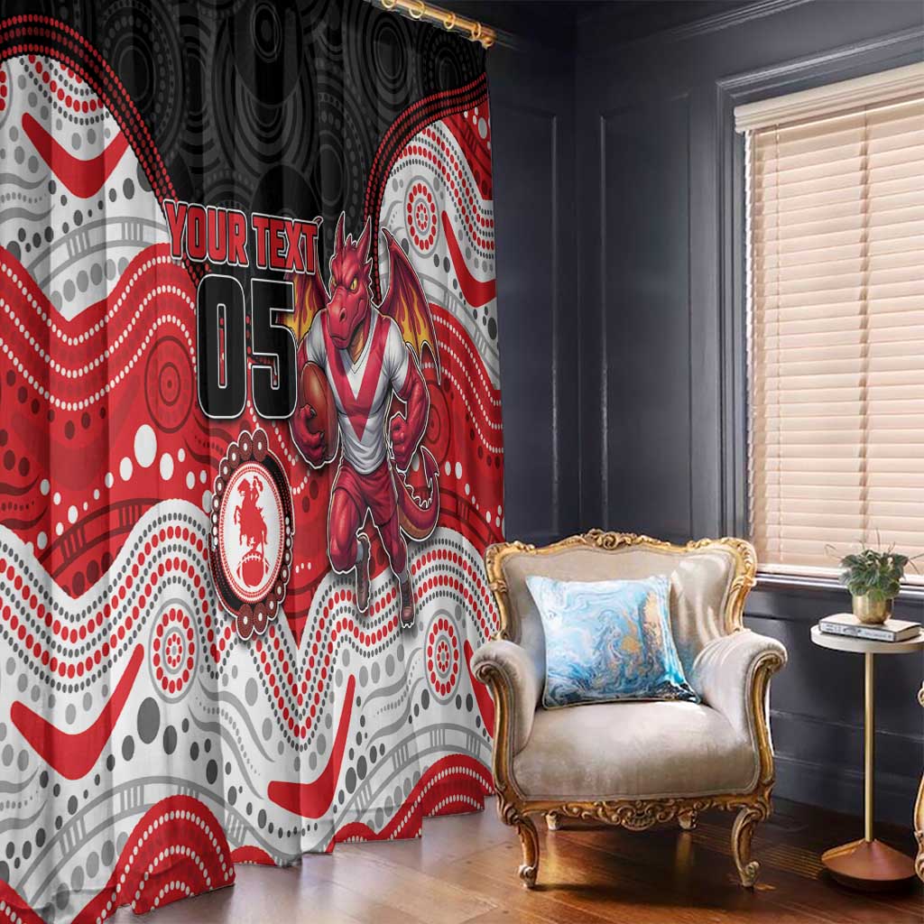 Custom Dragons Window Curtain Warrior Mascot With Aboriginal Indigenous
