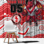 Custom Dragons Window Curtain Warrior Mascot With Aboriginal Indigenous