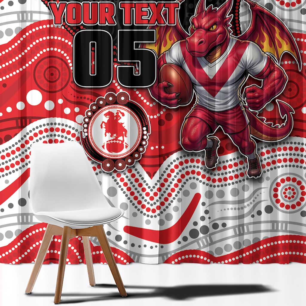 Custom Dragons Window Curtain Warrior Mascot With Aboriginal Indigenous