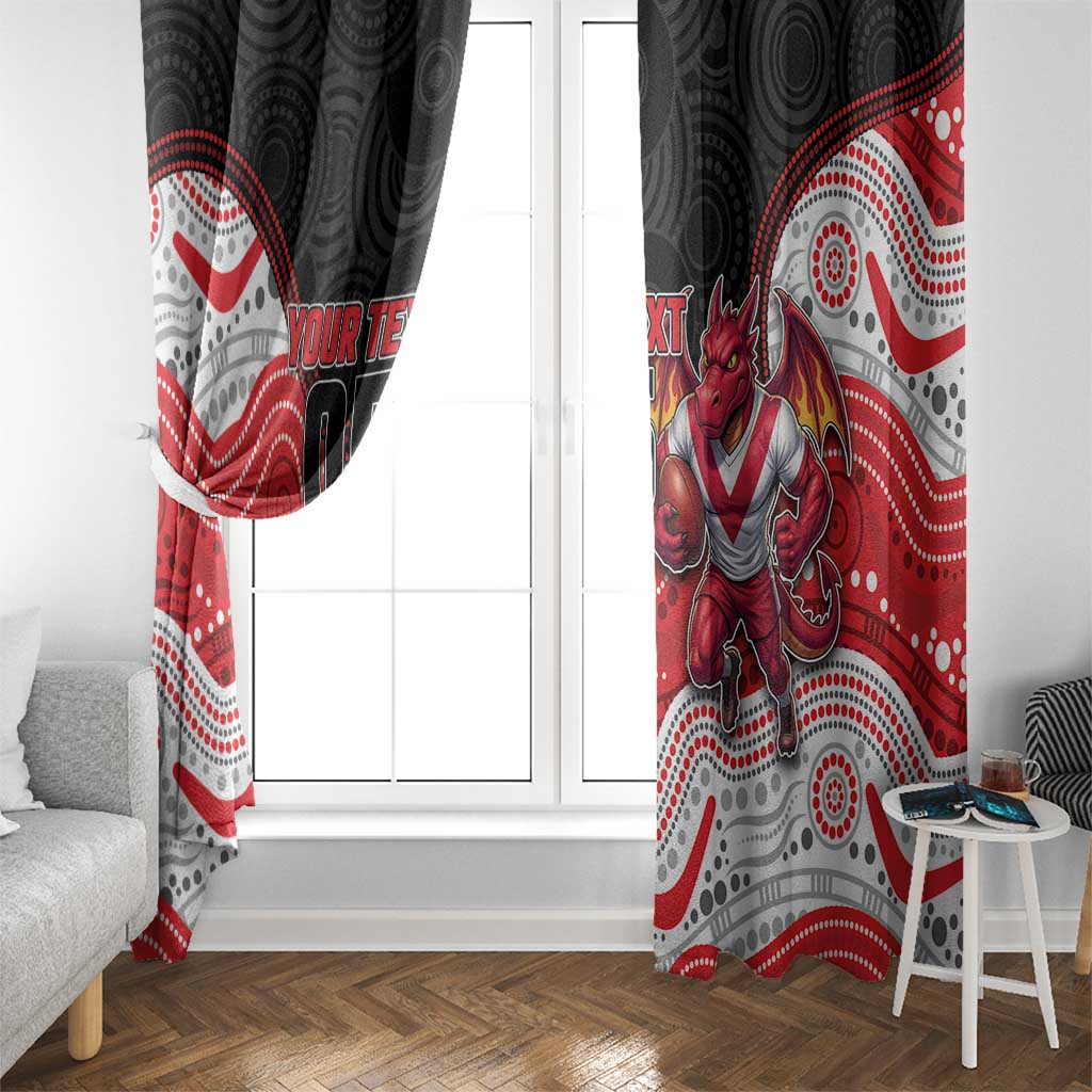 Custom Dragons Window Curtain Warrior Mascot With Aboriginal Indigenous