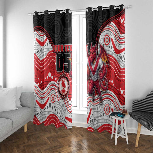 Custom Dragons Window Curtain Warrior Mascot With Aboriginal Indigenous