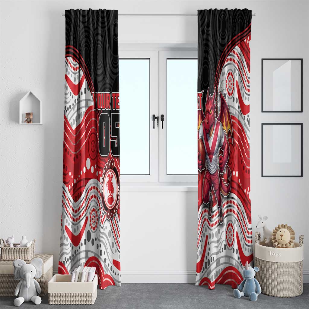 Custom Dragons Window Curtain Warrior Mascot With Aboriginal Indigenous
