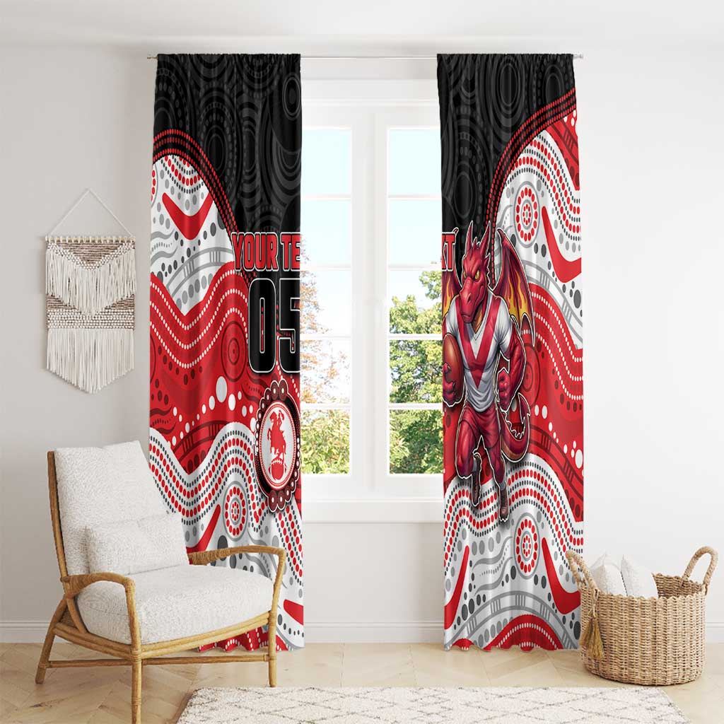 Custom Dragons Window Curtain Warrior Mascot With Aboriginal Indigenous