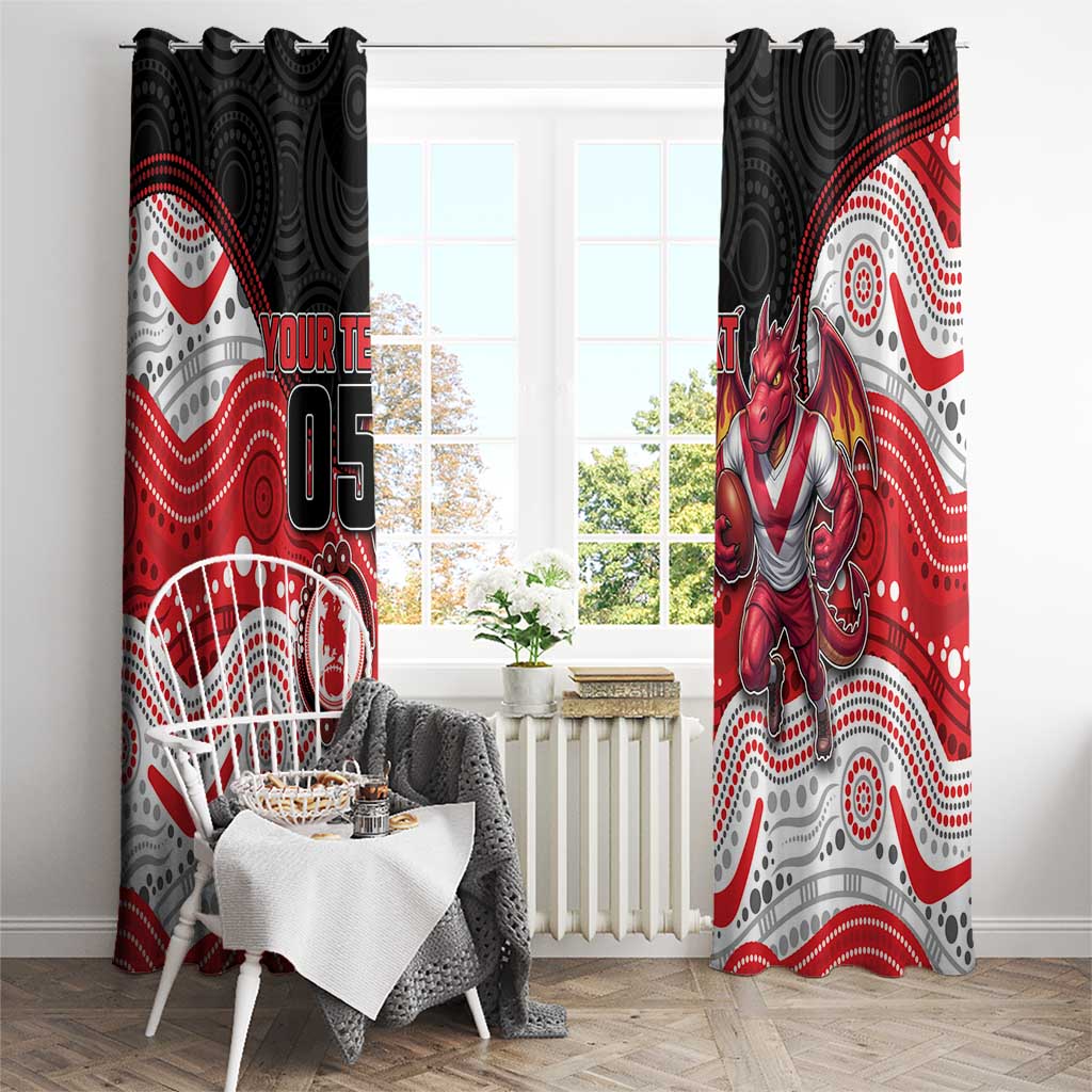 Custom Dragons Window Curtain Warrior Mascot With Aboriginal Indigenous