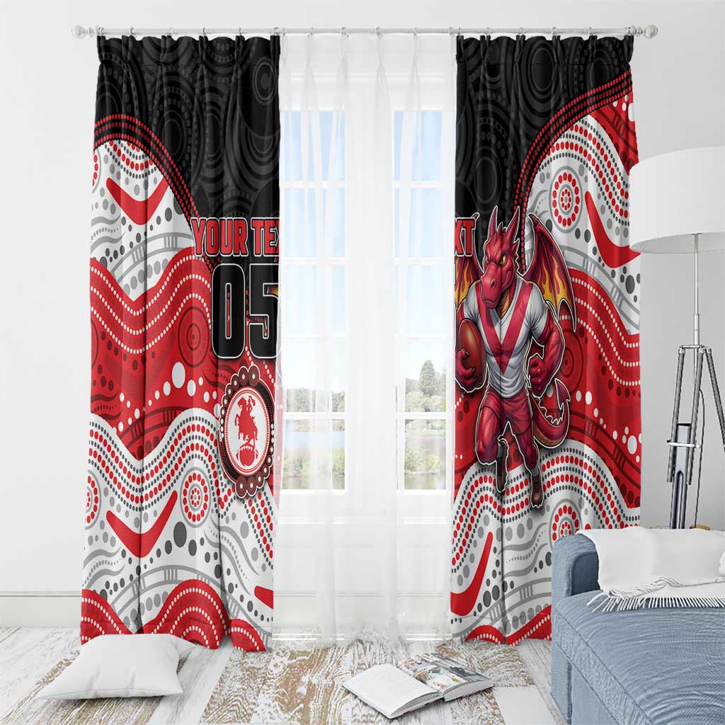 Custom Dragons Window Curtain Warrior Mascot With Aboriginal Indigenous