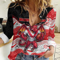 Custom Dragons Women Casual Shirt Warrior Mascot With Aboriginal Indigenous