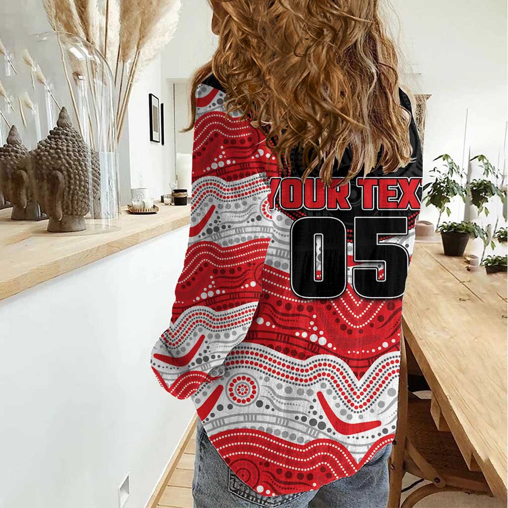 Custom Dragons Women Casual Shirt Warrior Mascot With Aboriginal Indigenous