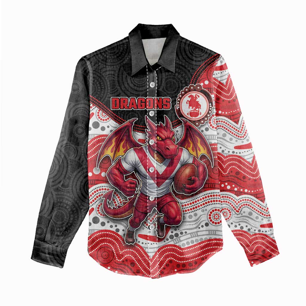 Custom Dragons Women Casual Shirt Warrior Mascot With Aboriginal Indigenous