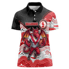 Custom Dragons Women Polo Shirt Warrior Mascot With Aboriginal Indigenous