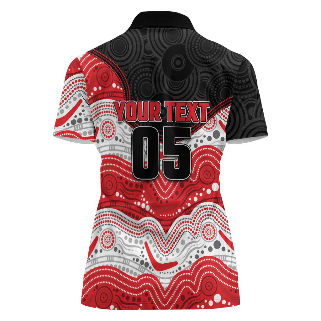 Custom Dragons Women Polo Shirt Warrior Mascot With Aboriginal Indigenous