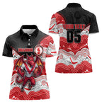 Custom Dragons Women Polo Shirt Warrior Mascot With Aboriginal Indigenous
