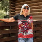 Custom Dragons Women Polo Shirt Warrior Mascot With Aboriginal Indigenous