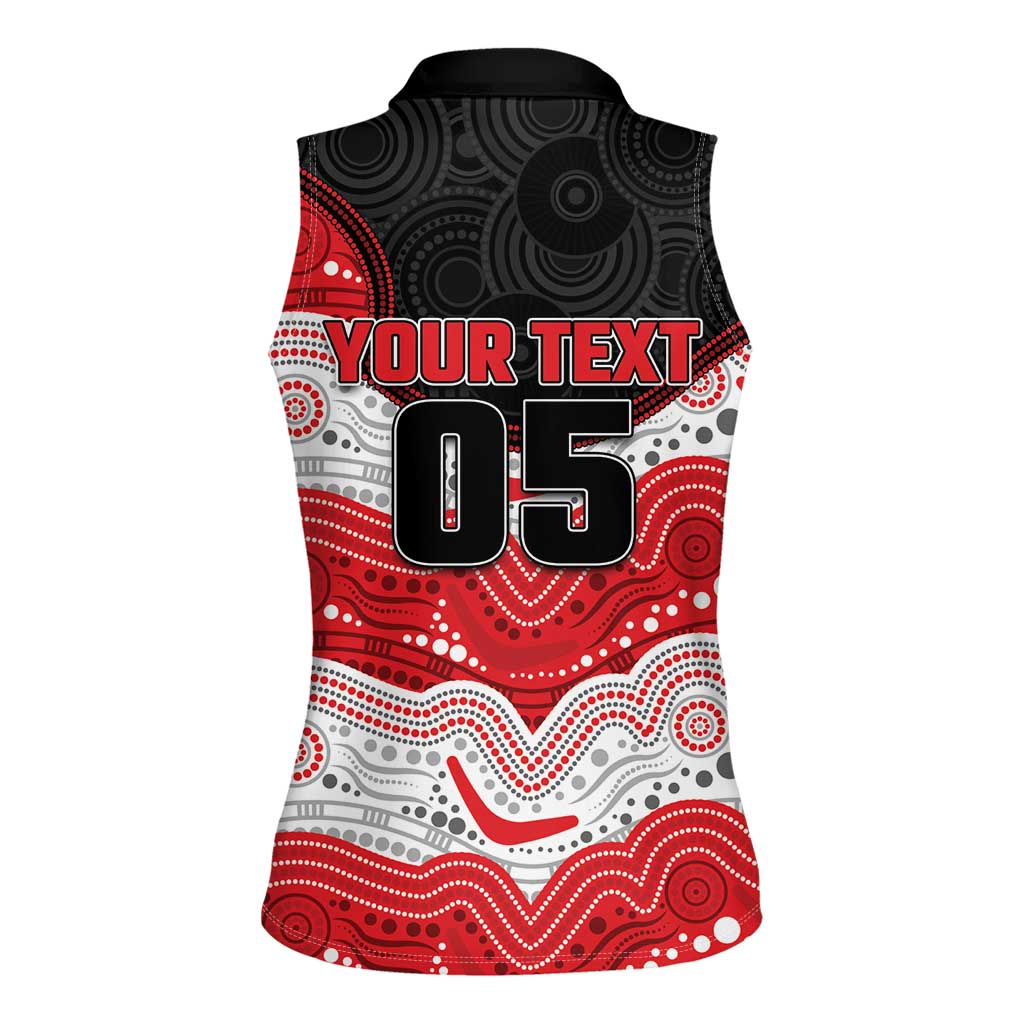 Custom Dragons Women Sleeveless Polo Shirt Warrior Mascot With Aboriginal Indigenous