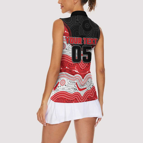 Custom Dragons Women Sleeveless Polo Shirt Warrior Mascot With Aboriginal Indigenous