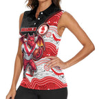 Custom Dragons Women Sleeveless Polo Shirt Warrior Mascot With Aboriginal Indigenous
