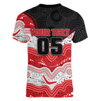Custom Dragons Women V-Neck T-Shirt Warrior Mascot With Aboriginal Indigenous