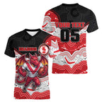 Custom Dragons Women V-Neck T-Shirt Warrior Mascot With Aboriginal Indigenous