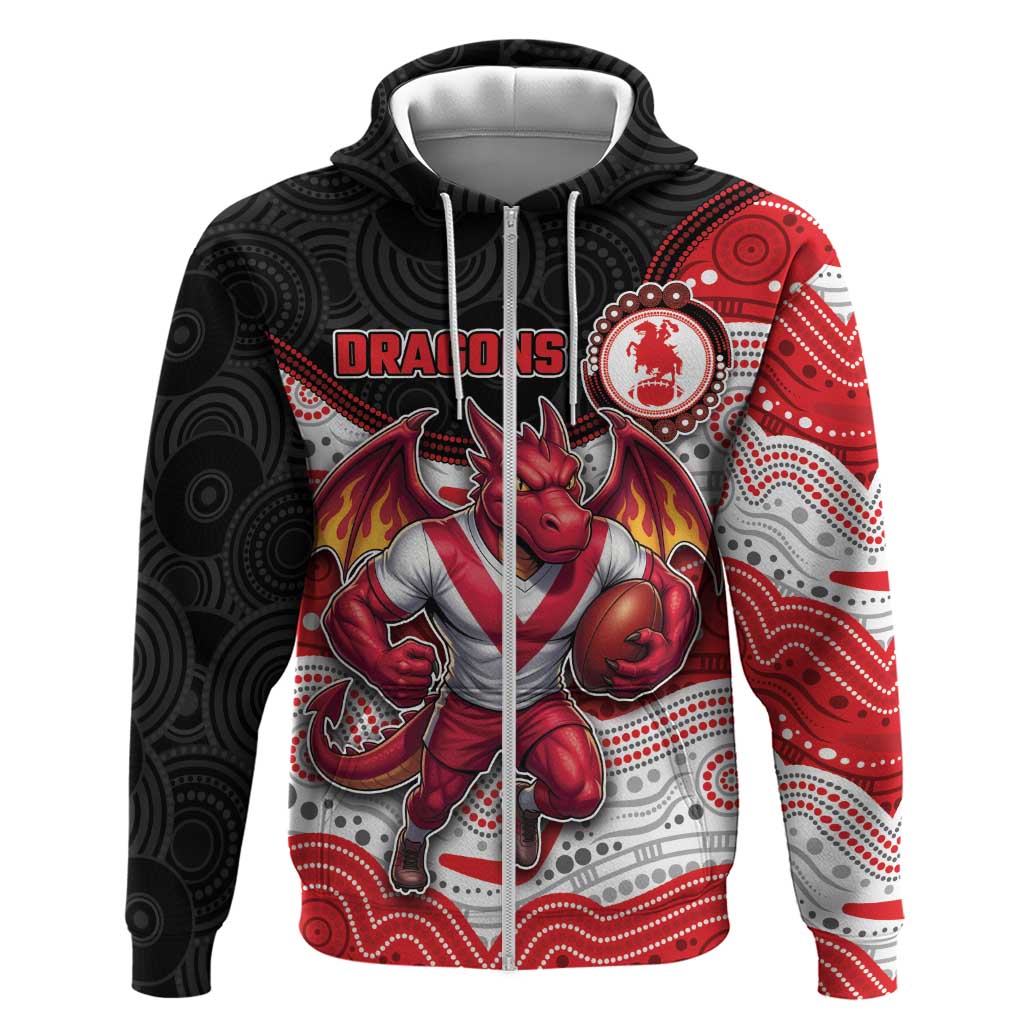 Custom Dragons Zip Hoodie Warrior Mascot With Aboriginal Indigenous