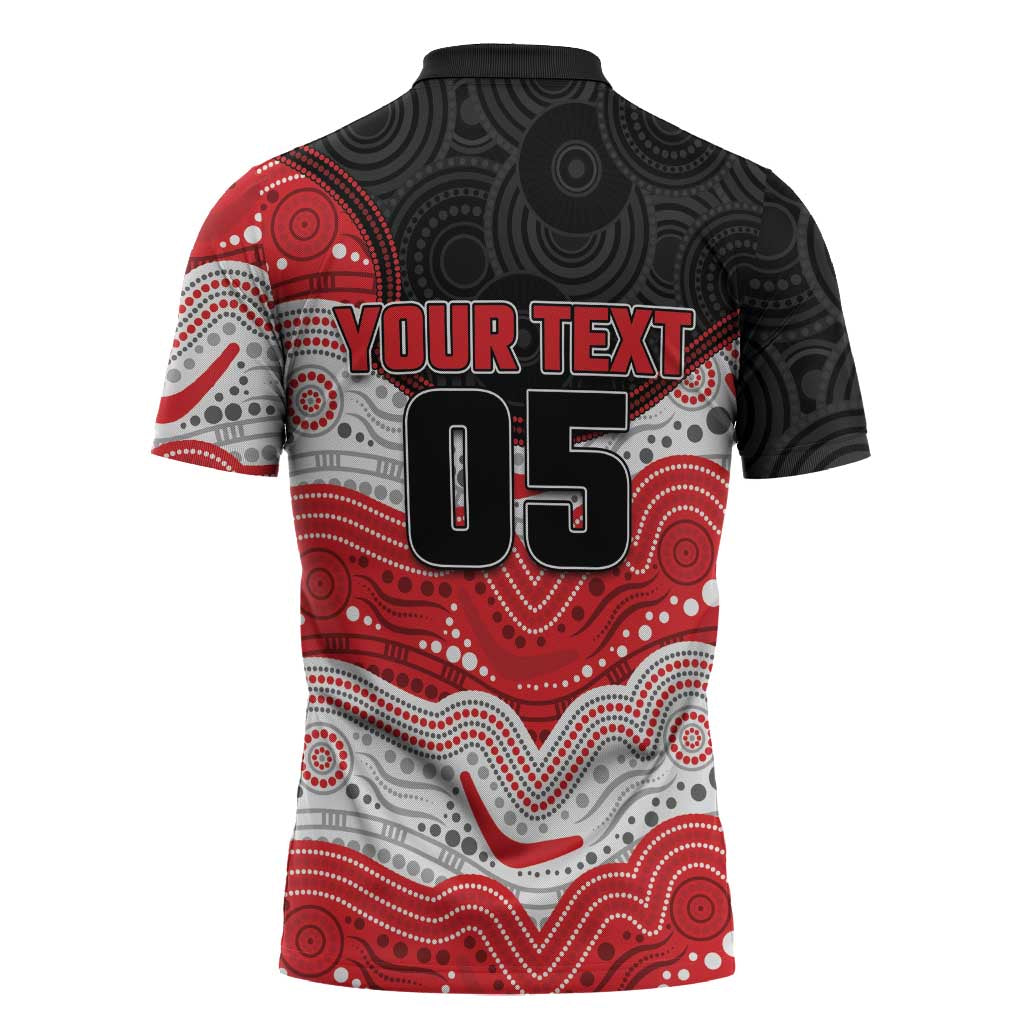 Custom Dragons Zipper Polo Shirt Warrior Mascot With Aboriginal Indigenous