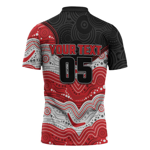 Custom Dragons Zipper Polo Shirt Warrior Mascot With Aboriginal Indigenous