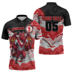 Custom Dragons Zipper Polo Shirt Warrior Mascot With Aboriginal Indigenous