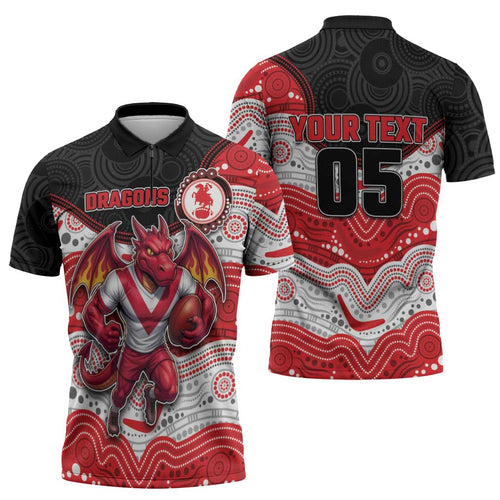 Custom Dragons Zipper Polo Shirt Warrior Mascot With Aboriginal Indigenous
