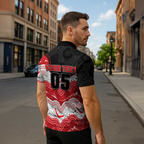 Custom Dragons Zipper Polo Shirt Warrior Mascot With Aboriginal Indigenous