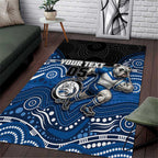 Custom Bulldogs Area Rug Dog Mascot With Aboriginal Indigenous