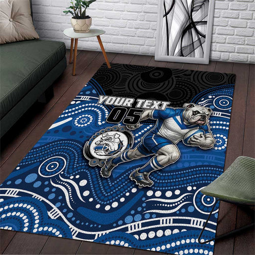 Custom Bulldogs Area Rug Dog Mascot With Aboriginal Indigenous
