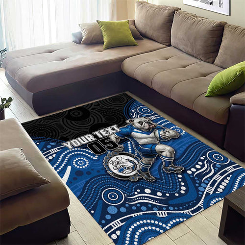Custom Bulldogs Area Rug Dog Mascot With Aboriginal Indigenous